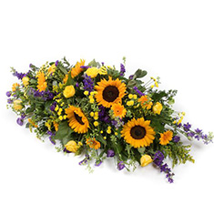 Purple &amp; Yellow Casket Spray